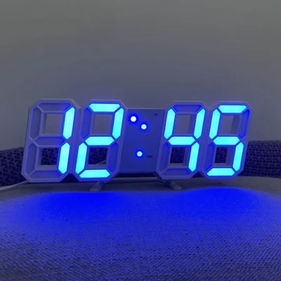 3D LED Digital Clock Glowing Decoration Wall or Table Clock – Blue Color